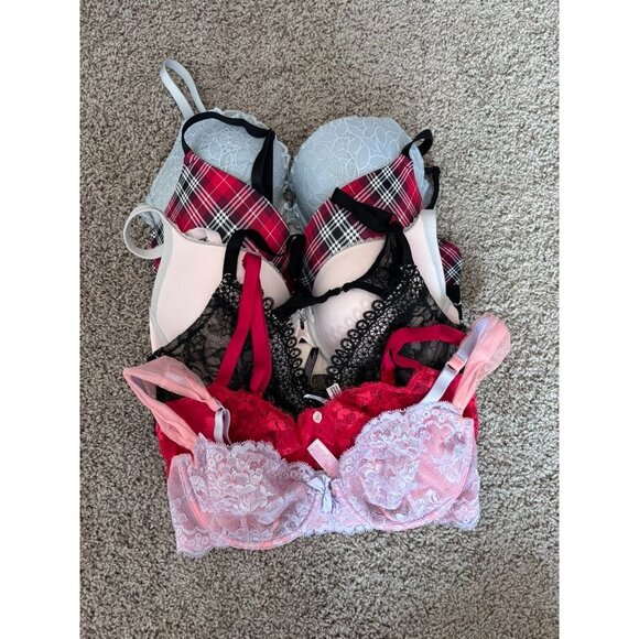 Victoria's Secret 34D bra lot 6 underwire bras push up unlined plunge demi - Picture 1 of 15